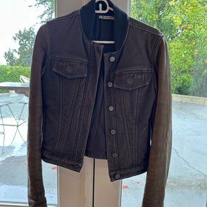 Women's XS Alexander Wang Bomber Leather Sleeve Jacket